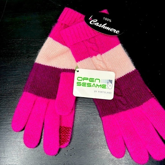 Portolano Striped Cashmere Striped Tech Gloves, OS NWT - Picture 1 of 3